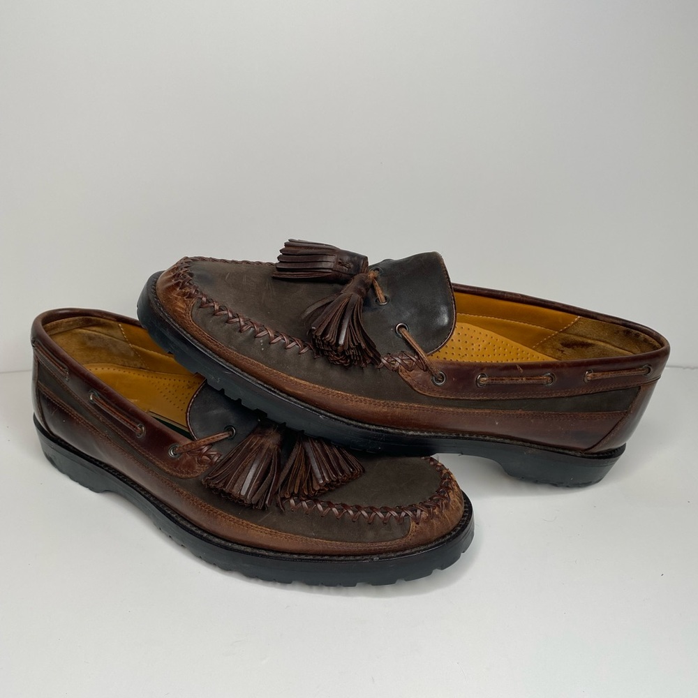 Cole Haan Mens 9 M Brown Cognac Leather Tassel Slip On Loafers